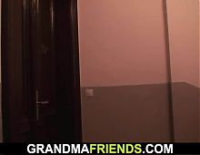Hot threesome with granny and teen boys