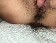 Skinny wife with hairy pussy getting a trim