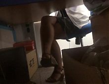 Managers horny wife, under the table