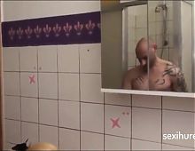 Sex in the bathroom with a horny german woman