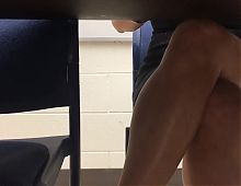 Failed upskirt of mature with sexy legs