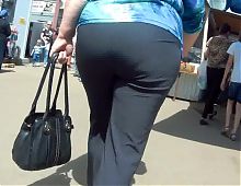 Big butt old woman in pants